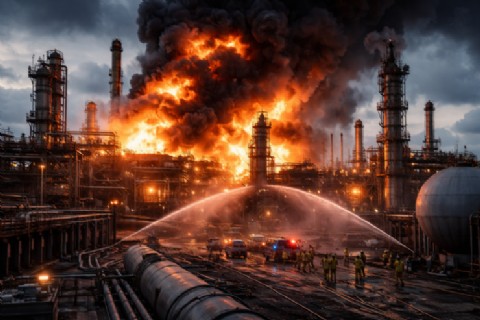 VIDEO | Declararon la emergencia en la principal refinería tras el incendio que dañó parte de sus instalaciones