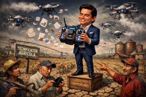 Drones, becas y falsedades: Noboa promete "modernidad", pero el campo sigue esperando